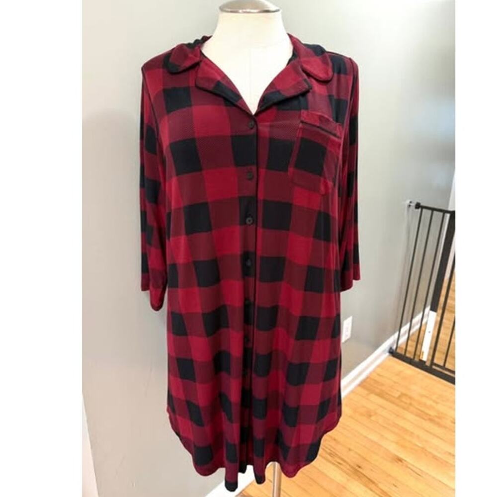 Torrid 2 (2X 18/20) Buffalo Plaid Super Soft Button Down Sleep Lounge Night Gown